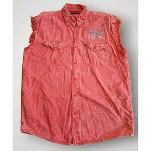 Biker Wear USA Sturgis Rally 2022 Cutoff Shirt Red Yarn Dye Size XL